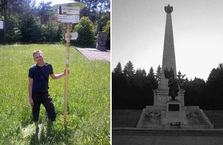 Úvodná fotografia v Duklianskom priesmyku a monument vo Svidníku