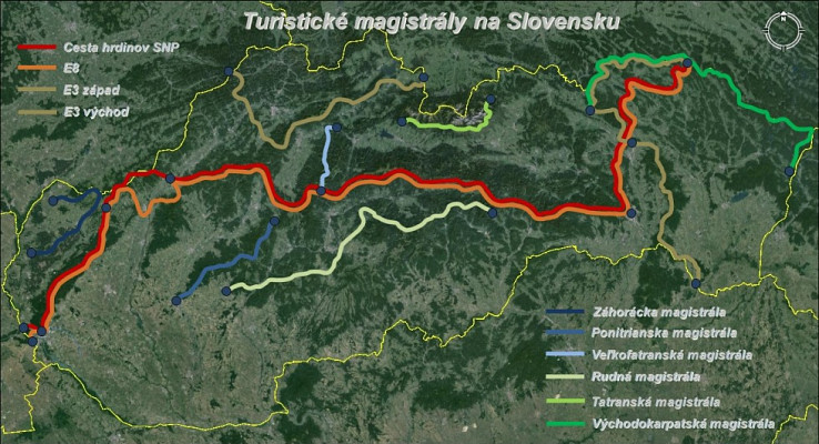 Pavučina turistických magistrál na Slovensku