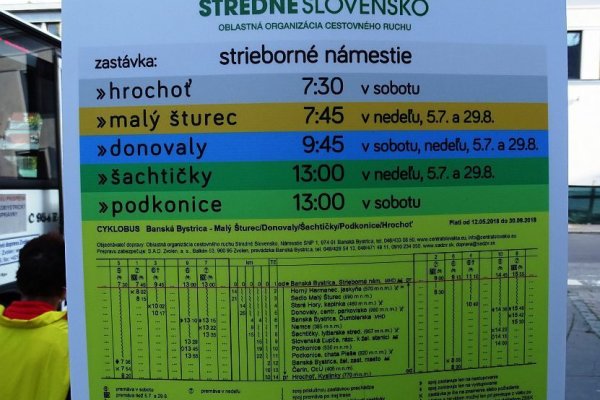 Označník na zastávke Banská Bystrica-Strieborné námestie
