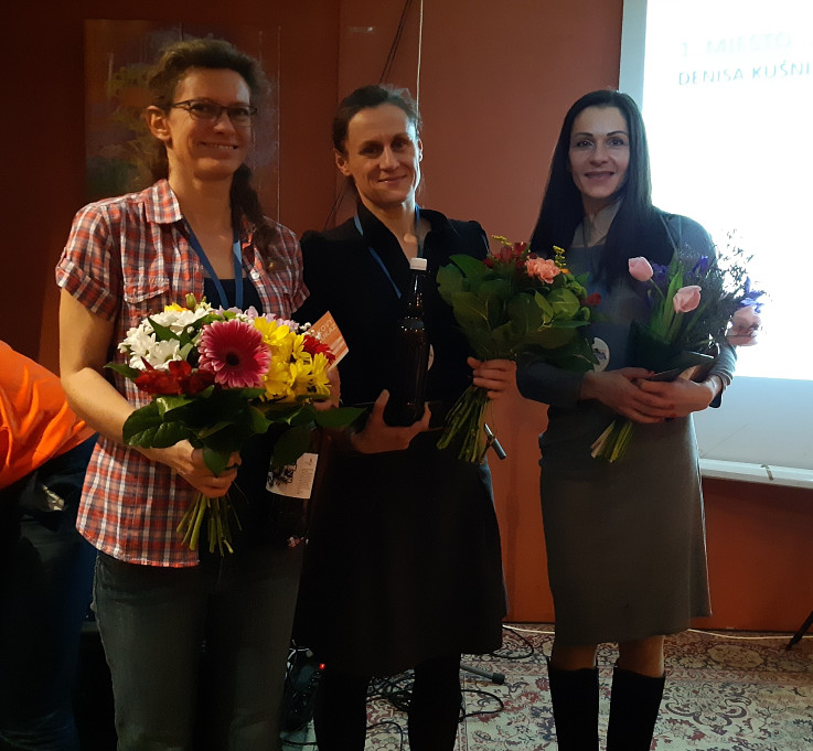 Vyhodnotenie Slovenskej Ultratrailovej Ligy 2019, zľava Martina Hancková, Denisa Kušnierová, Soňa Kopčoková, foto Soňa Mäkká
