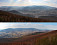 Panoramatický pohľad z rozhľadne na Novú Baňu a Pohronský Inovec (hore), dole výhľad na novobanské štále