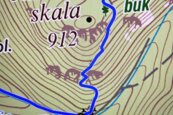 Jaseňová skala na mape