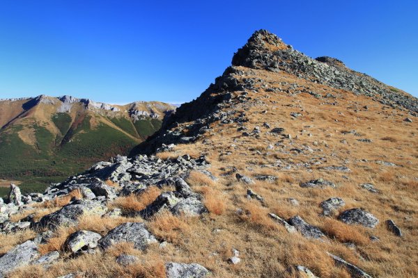 Svišťový hrb, Veľká Svišťovka a Belianske Tatry z Nižného sedla pod Svišťovkou