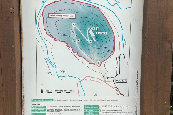 Mapka trasy NCH Šarišský hradný kopec