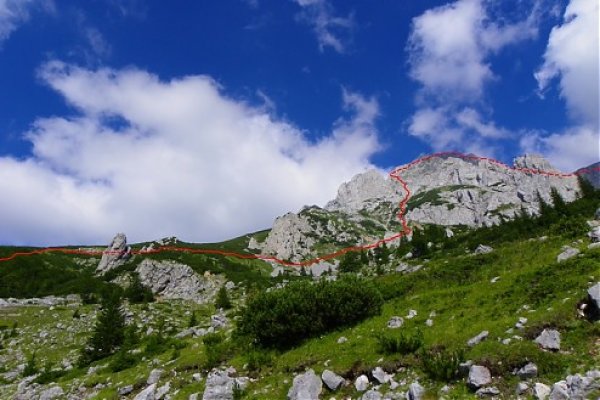 Náčrt výstupovej trasy na Maglić spod sedla Prijevor