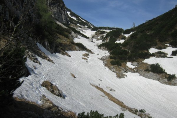 Najväčšie snehové pole kúsok pod sedlom