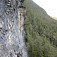 Spätný pohľad na náročné miesto Extrem Klettersteig