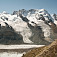 Zľava Castor, Pollux, Breithorn, Malý Matterhorn (Klein Matterhorn)