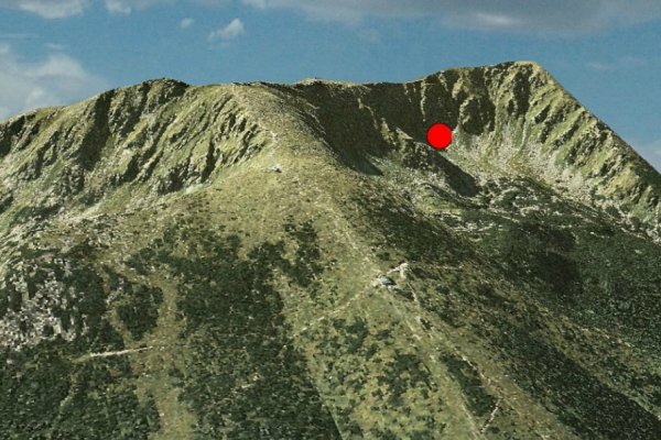 Lokalizácia lavínového nešťastia v severnom masíve Derešov