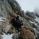 Ferrata štýl, nástup na posledný úsek pod Triglavom (1,5 h od vrcholu, cca 2650 m)