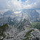 Steiglkogel, pohľad na Hoher Dachstein zahalený v oblakoch