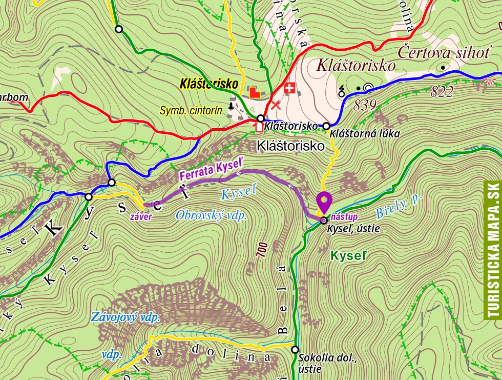 Mapa ferraty Kyseľ, otvoriť na mapy.hiking.sk