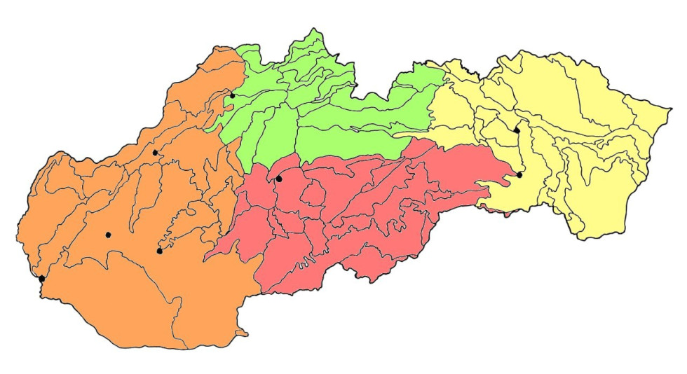 Rozdelenie geomorfologických celkov Slovenska na štyri skupiny