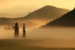 Ranné hmly v sedle Besník